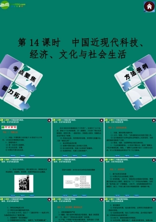 中考历史总复习 第14课时 中国近现代科技、经济、文化与社会生活课件 岳麓版 课件