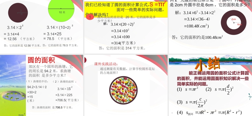 北师大版数学六年级上册圆的面积