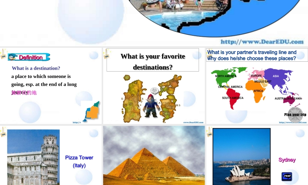 下学期浙江省宁波市高二英语unit15 destinations warming up 新课标 人教版 课件
