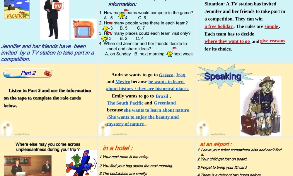下学期浙江省宁波市高二英语unit15 destinations warming up 新课标 人教版 课件