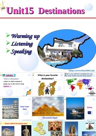 下学期浙江省宁波市高二英语unit15 destinations warming up 新课标 人教版 课件