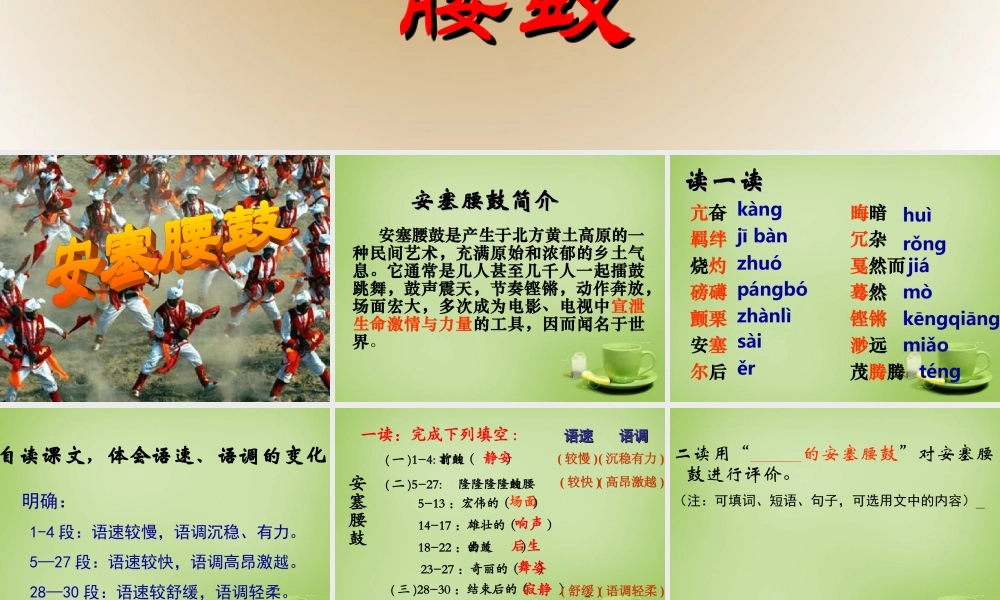 中学七年级语文下册 4.17(安塞腰鼓)课件 (新版)新人教版 课件