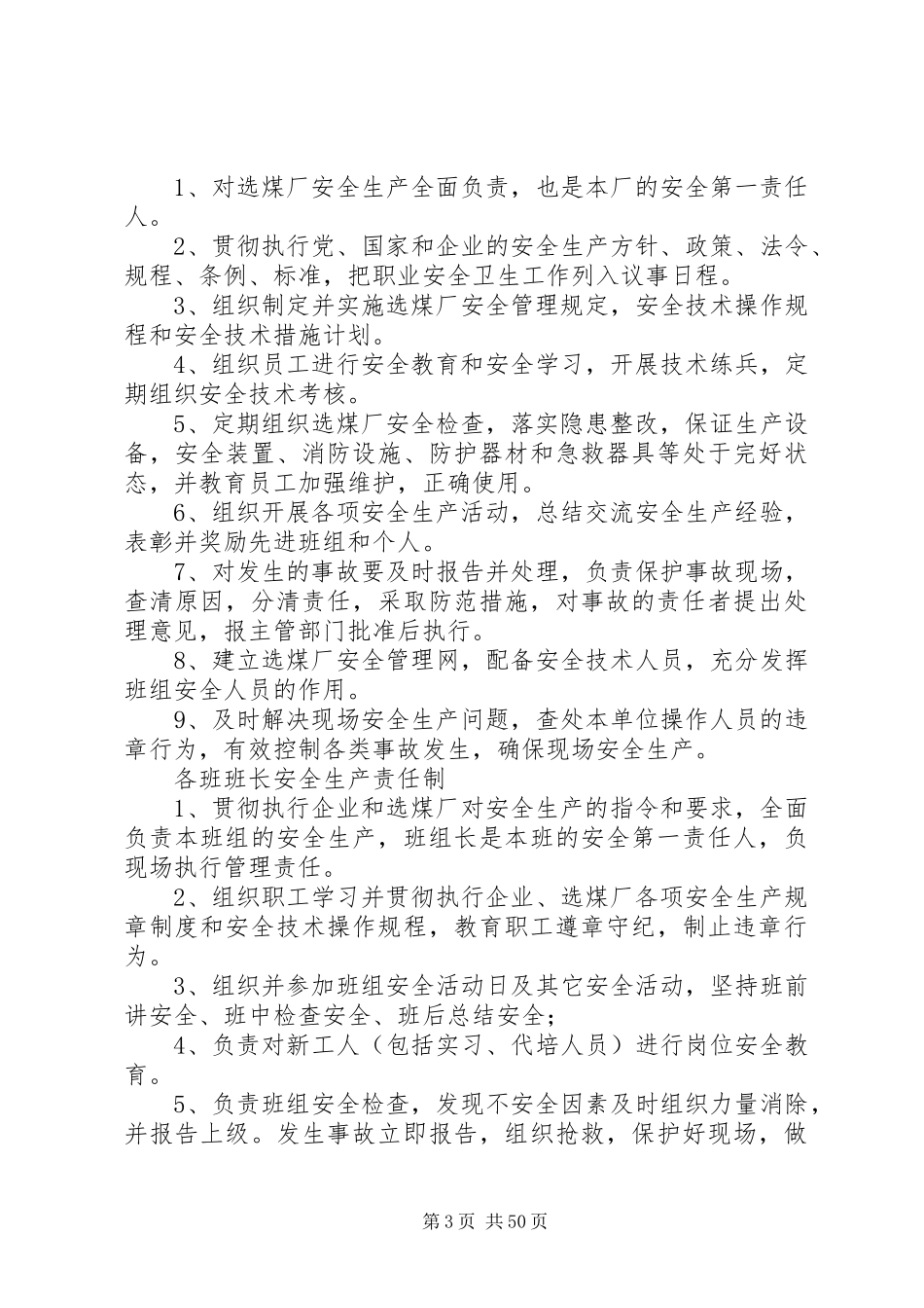 选煤厂XX年安全生产工作计划_第3页