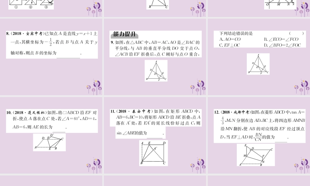 中考数学总复习 第一部分 教材知识梳理 第6章 图形的变化 第1节 图形的对称与折叠(精练)课件