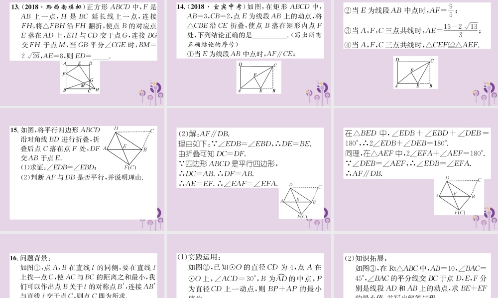 中考数学总复习 第一部分 教材知识梳理 第6章 图形的变化 第1节 图形的对称与折叠(精练)课件