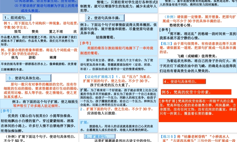 广东地区高三语文高考专题-扩展语句课件