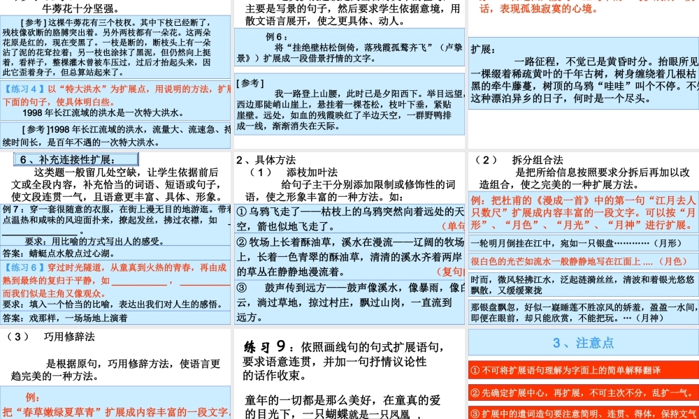 广东地区高三语文高考专题-扩展语句课件