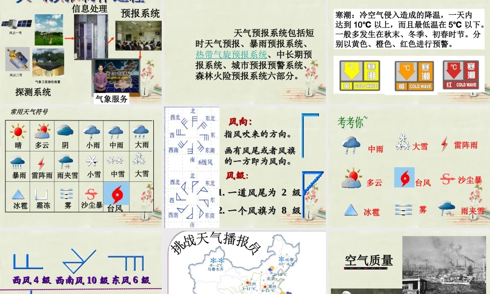 中学七年级地理上册 第4章 第1节 天气与天气预报课件 粤教版 课件