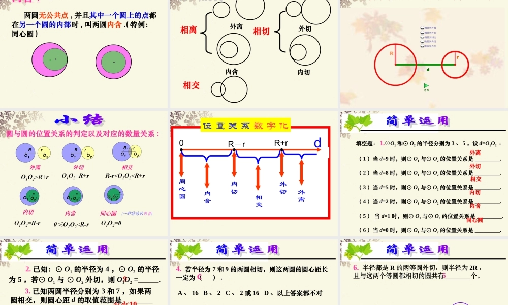 九年级数学(圆与圆的位置关系)课件 人教新课标版 课件