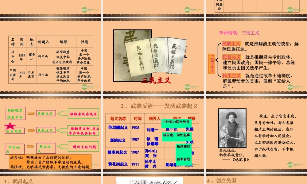 八年级历史上册 第8课 辛亥革命课件 中华书局版 课件