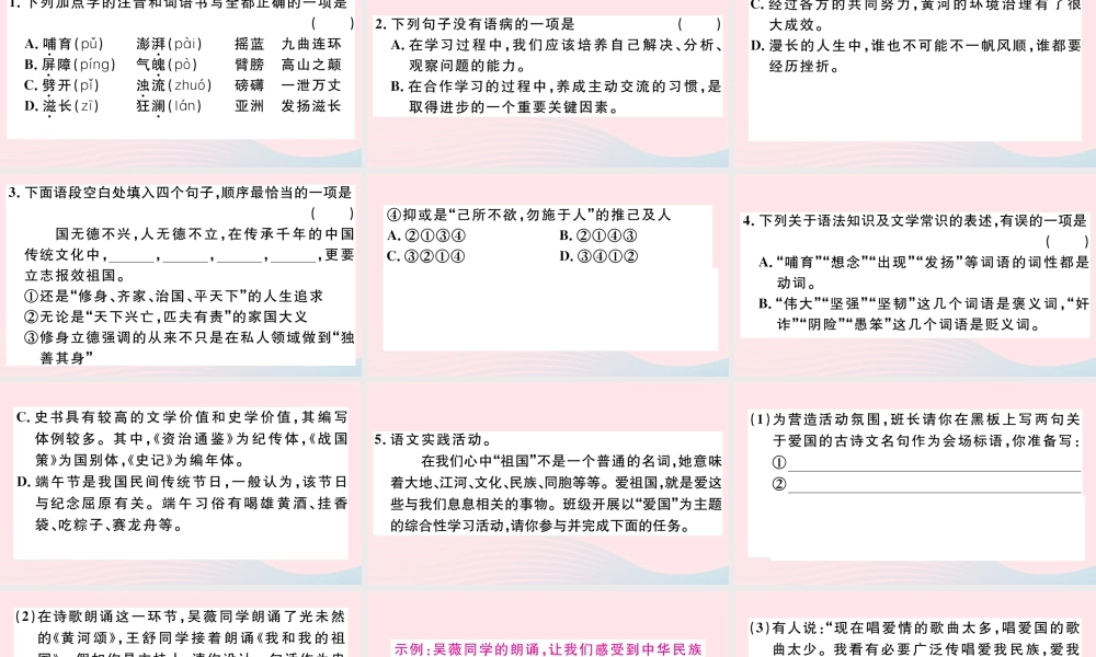 文下册 第二单元 5 黄河颂习题课件 新人教版 课件