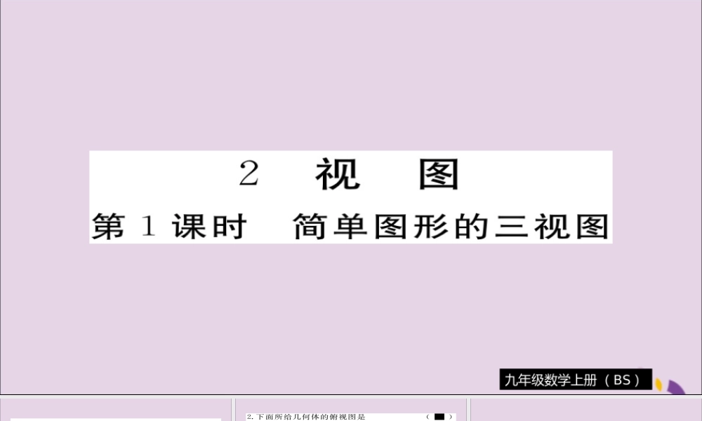 九年级数学上册 第五章 投影与视图 52 第1课时 简单图形的三视图习题课件 (新版)北师大版 课件