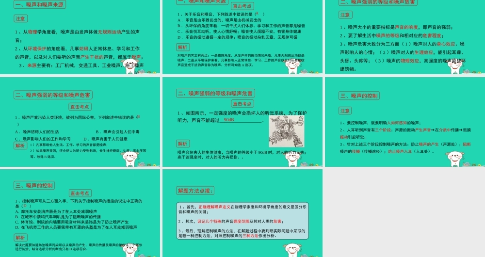 八年级物理上册 1.6(乐音和噪声)(第2课时)考点方法课件 北京课改版 课件