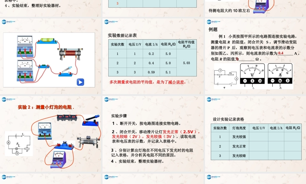 九年级物理全册 173 电阻的测课件 (新版)新人教版量 课件