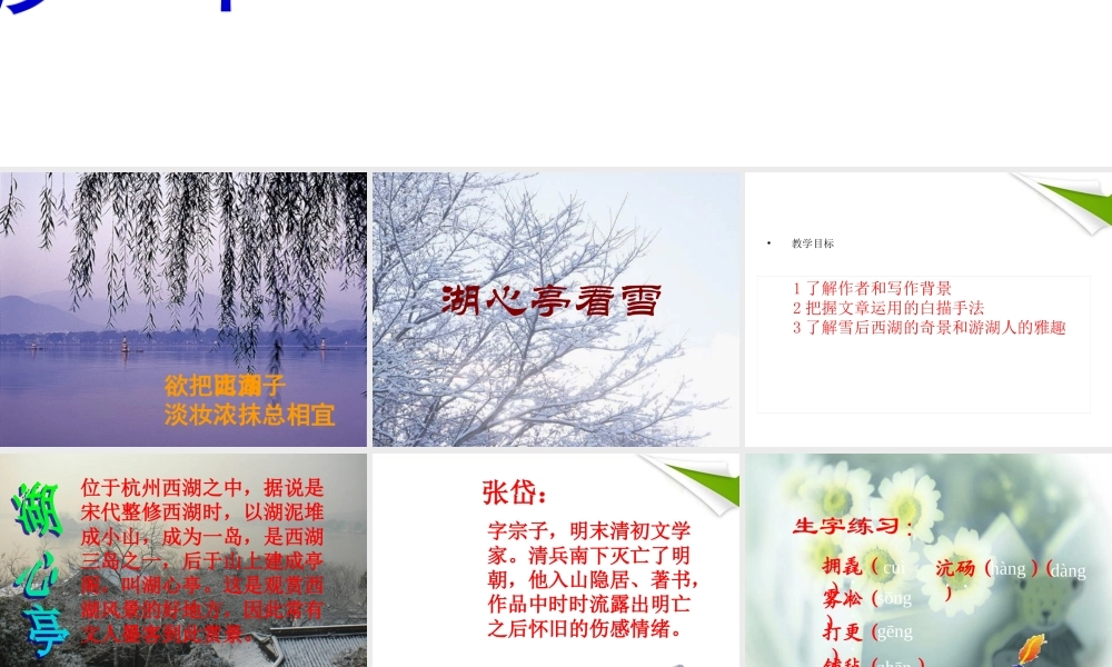 七年级语文下册(湖心亭看雪)课件 鲁教版 课件