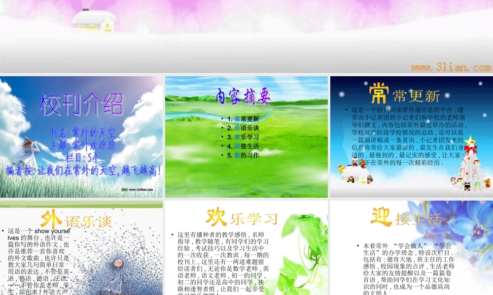 八年级语文 常外的天空 学生例作课件