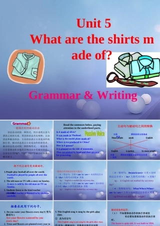 九年级英语全册 Unit 5 What are the shirts made of Grammar  Writing课件 (新版)人教新目标版 课件