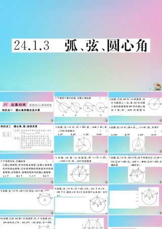 九年级数学上册 第24章(圆)241 圆的有关性质 2413 弧、弦、圆周角作业课件 (新版)新人教版 课件