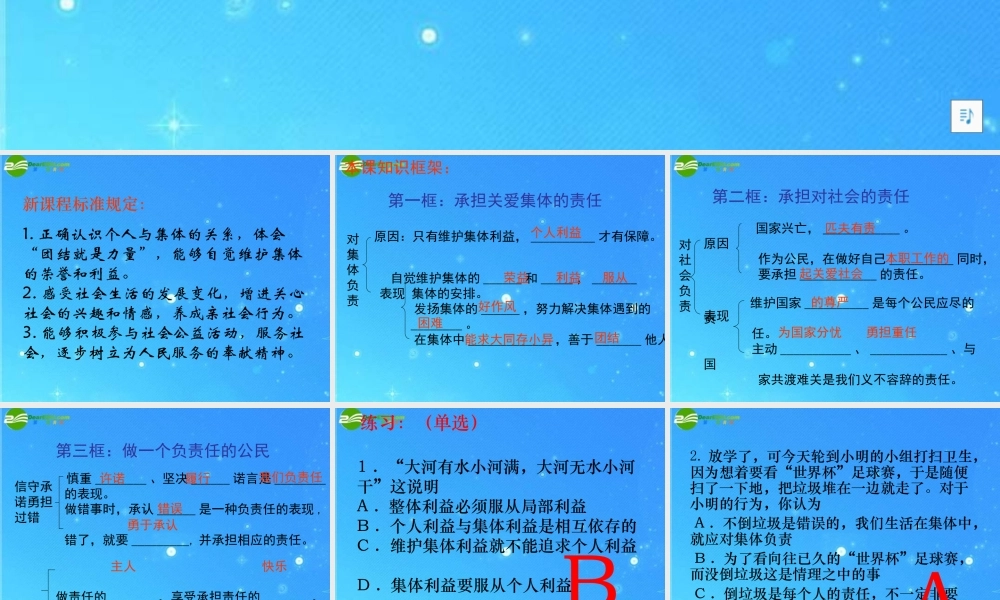 中考政治复习课件 (在承担责任中成长) 课件