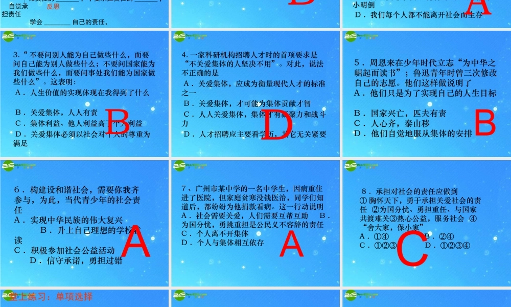 中考政治复习课件 (在承担责任中成长) 课件