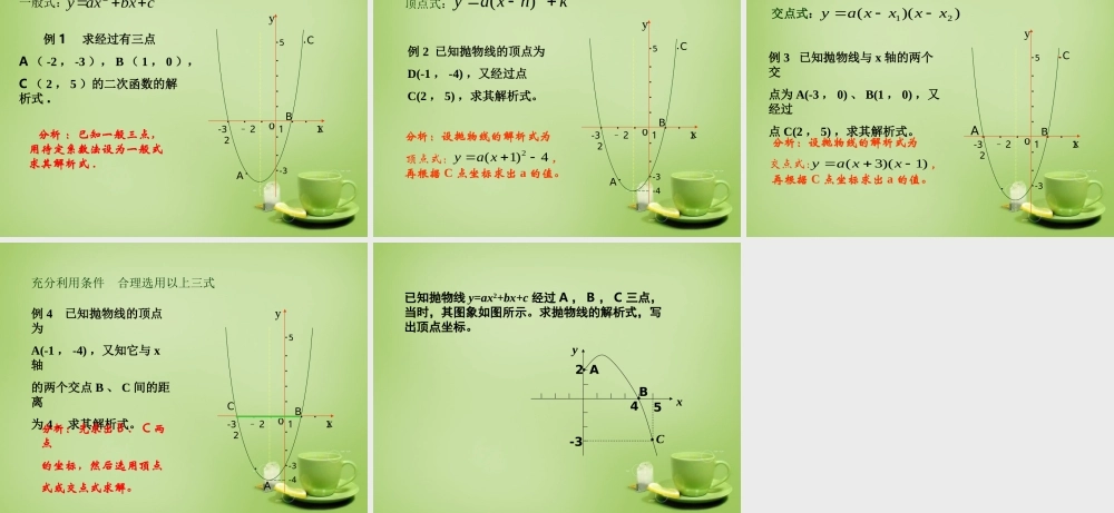 九年级数学下册 2615 待定系数法求二次函数的解析式课件 新人教版 课件