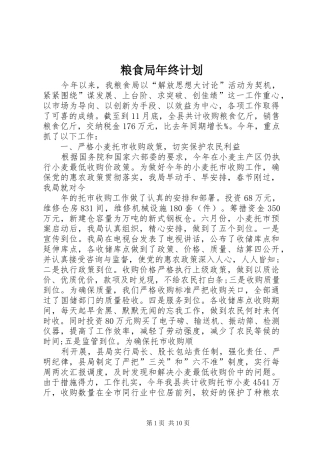 粮食局年终计划