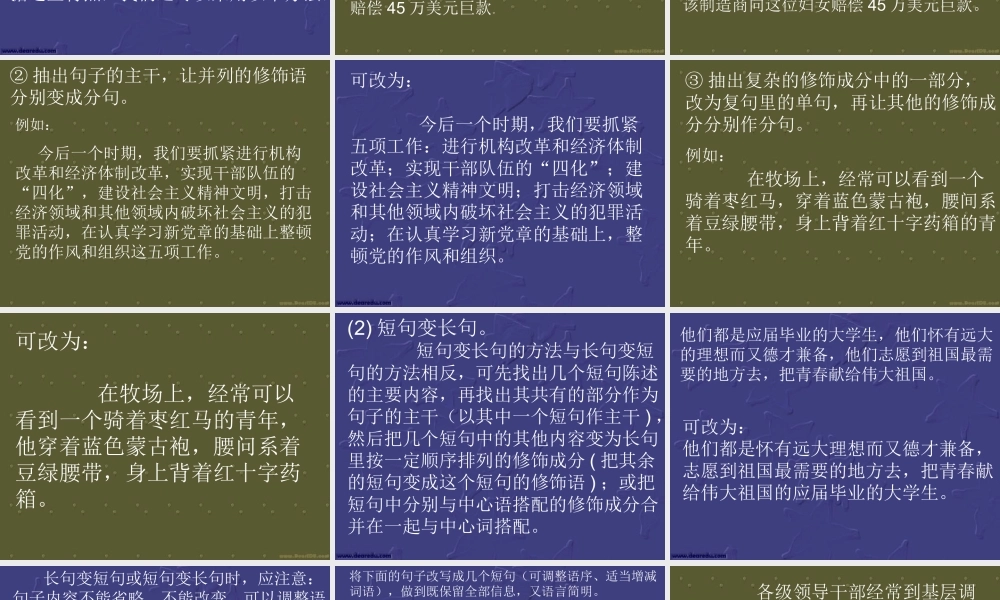 人教版 句式变换复习指导 试题