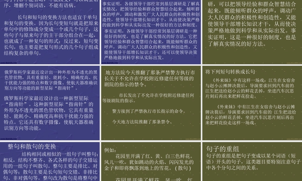 人教版 句式变换复习指导 试题