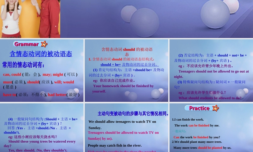 九年级英语全册 Unit 7 Teenagers should be allowed to choose their own clothes Grammar  Writing课件 (新版)人教新目标版 课件
