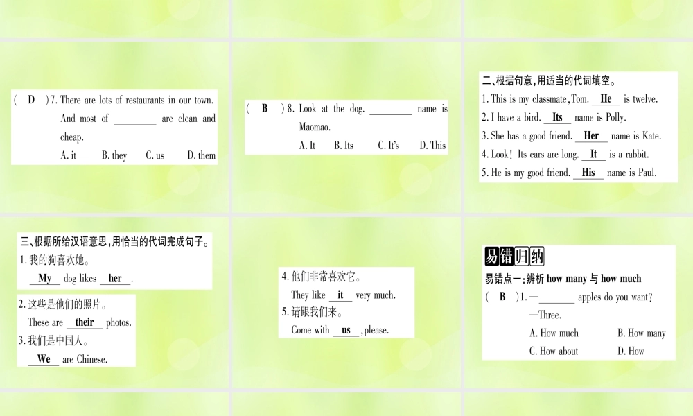 七年级英语上册 Unit 2 Colours and Clothes语法精练及易错归纳课件 (新版)冀教版 课件