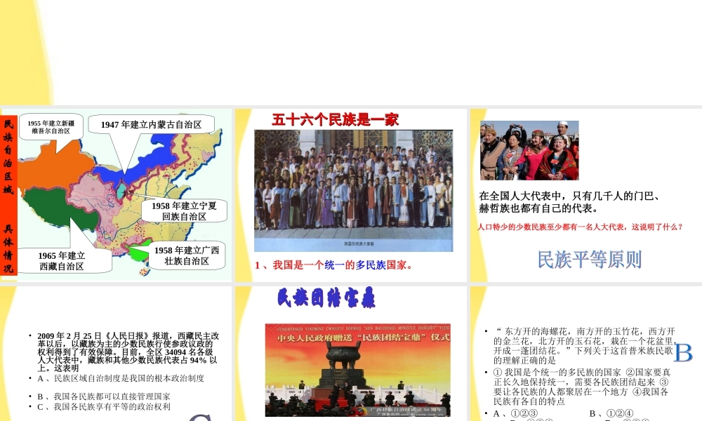 九年级政治 统一的多民族国家课件 鲁教版 课件