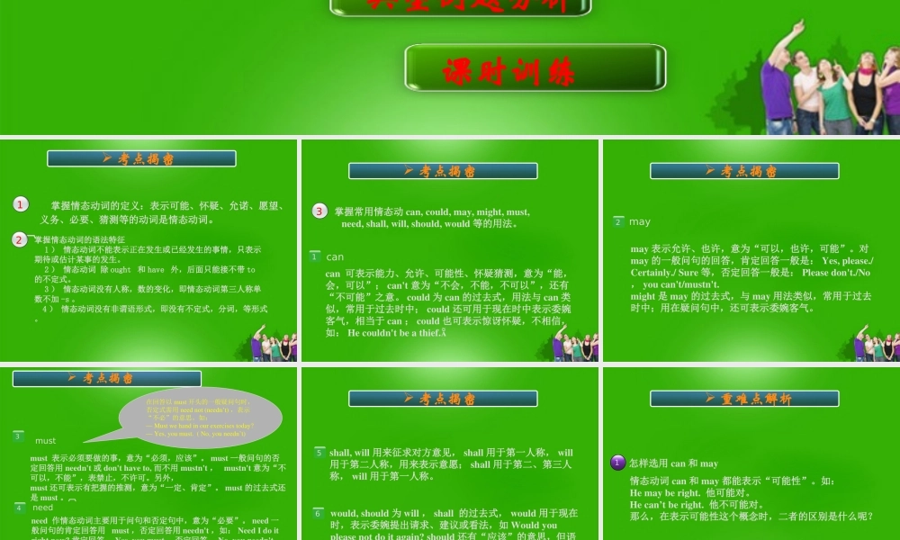 初中英语 情态动词课件