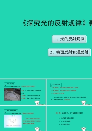 八年级物理上册 3.2(探究光的反射规律)新知预习课件 (新版)粤教沪版 课件