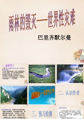 八年级语文上册 18(雨林的毁灭 世界性灾难)课件1 语文版 课件
