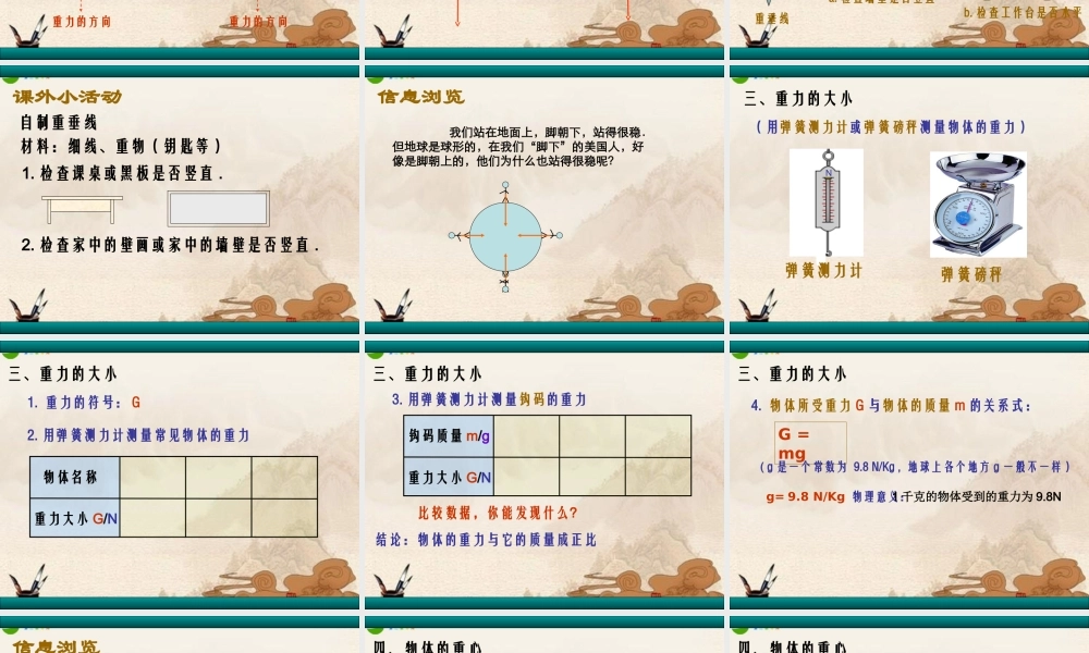 八年级物理下册 重力课件 沪粤版 课件