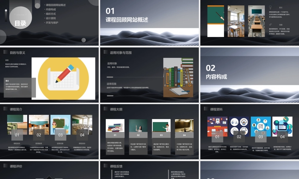 课程回顾网站的内容构成及组织方式课件