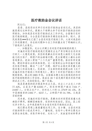 医疗救助金会议讲话