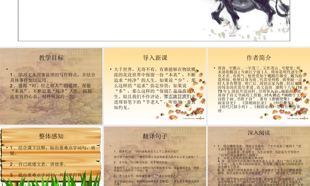 九年级语文上册 (芋老人传)教学课件 鲁教版 课件