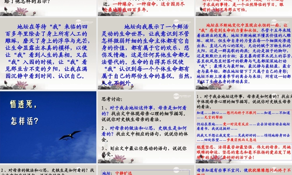 中学高一语文(我与地坛)课件