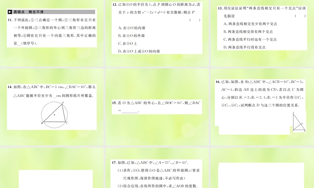 九年级数学上册 第二十四章 圆 242 点和圆、直线和圆的位置关系 2421 点和圆的位置关系课件 (新版)新人教版 课件