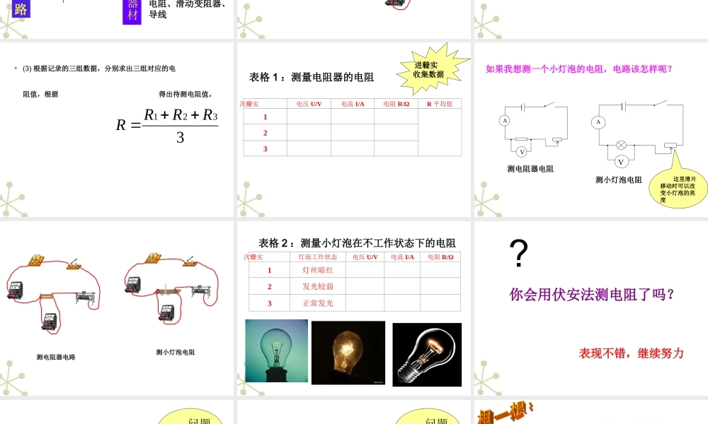 九年级物理上册  伏安法 测电阻课件 苏科版 课件