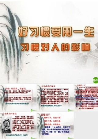 八年级政治上册 习惯对人的影响课件 苏教版 课件