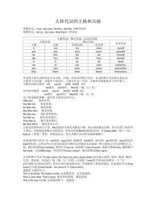 人称代词的主格和宾格