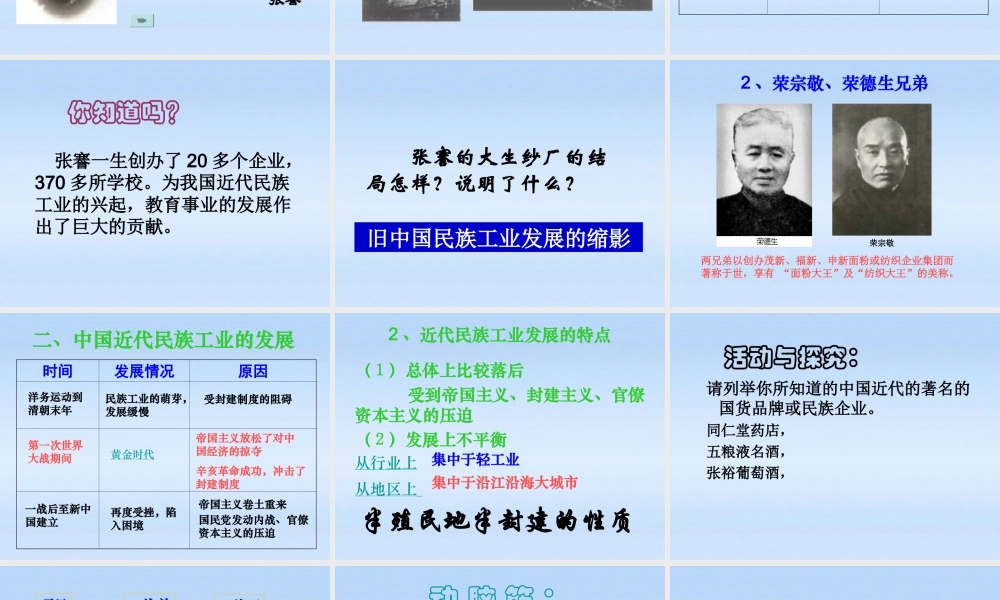 八年级历史上册 第19课(中国近代民族工业的发展)课件 人教新课标版 课件