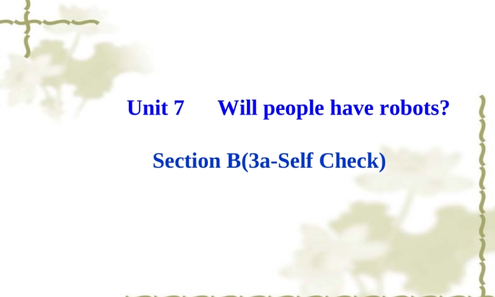 第五课时SectionB（3a—SelfCheck）