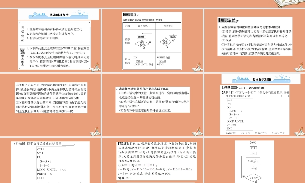 数学 第一章 算法初步 1.2.3 循环语句教学课件 新人教A版必修3 课件