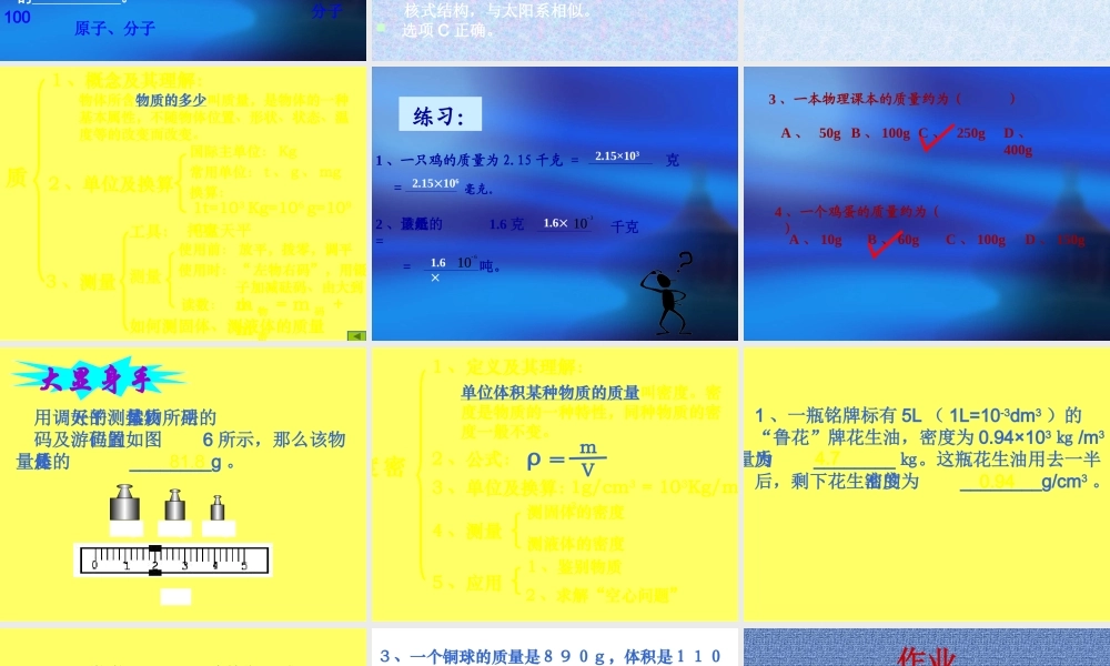 九年级物理：第十一章 多彩的物质世界复习课件人教新课标 课件