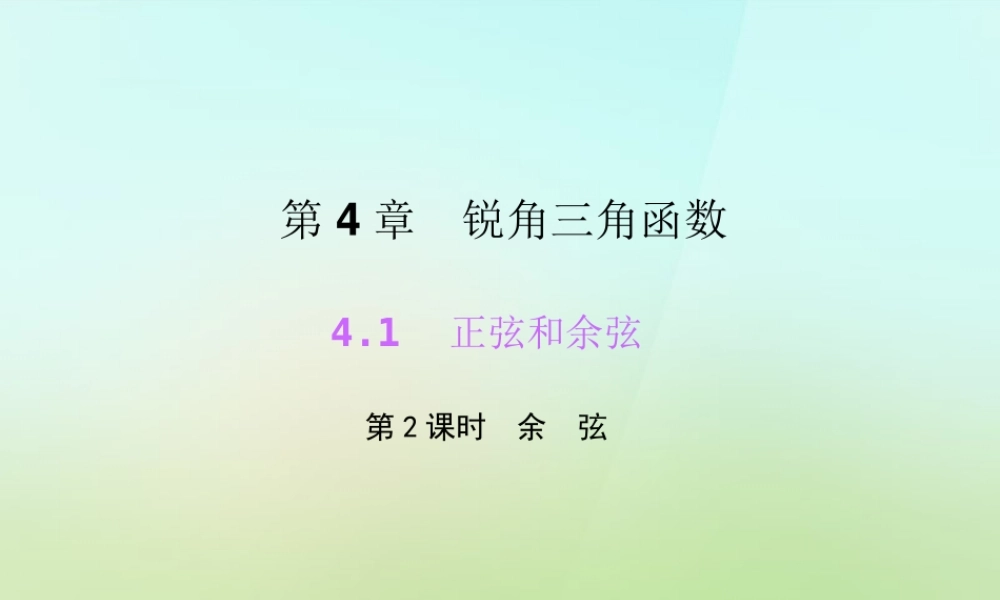 九年级数学上册 412 余弦习题课件 (新版)湘教版 课件