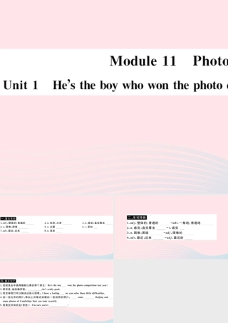 九年级英语上册 Module 11 PhotosUnit 1 He's the boy who won the photo competition last year(小册子)课件 (新版)外研版 课件