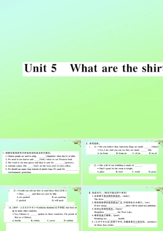 九年级英语全册 Unit 5 What are the shirts made of(第1课时)作业课件 (新版)人教新目标版 课件
